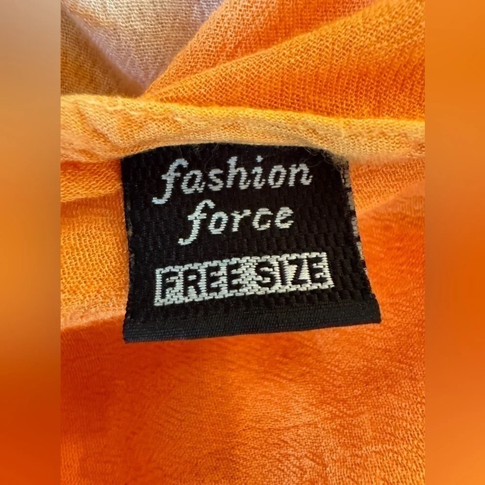 Vintage 90s Hand Painted Embroidered Tie Dye Umbrella Dress Orange Sleeveless - Picture 8 of 8